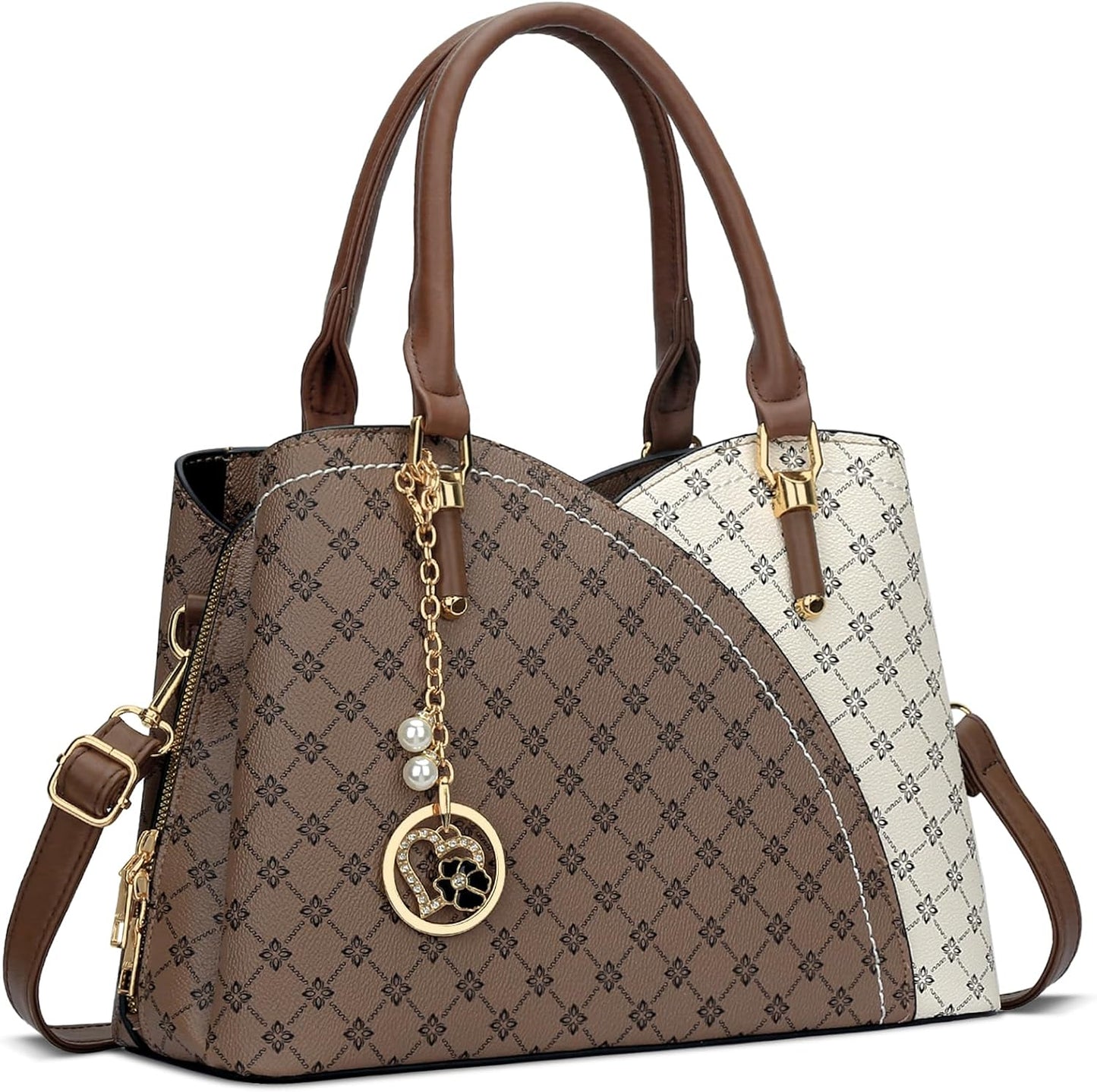 Triple-Compartment Satchel Handbag
