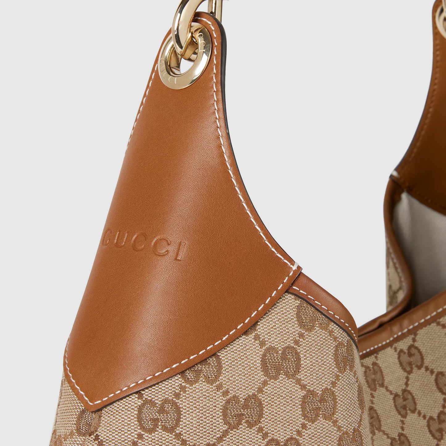 Large Shoulder Bag Beige & Dark Brown GG Canvas