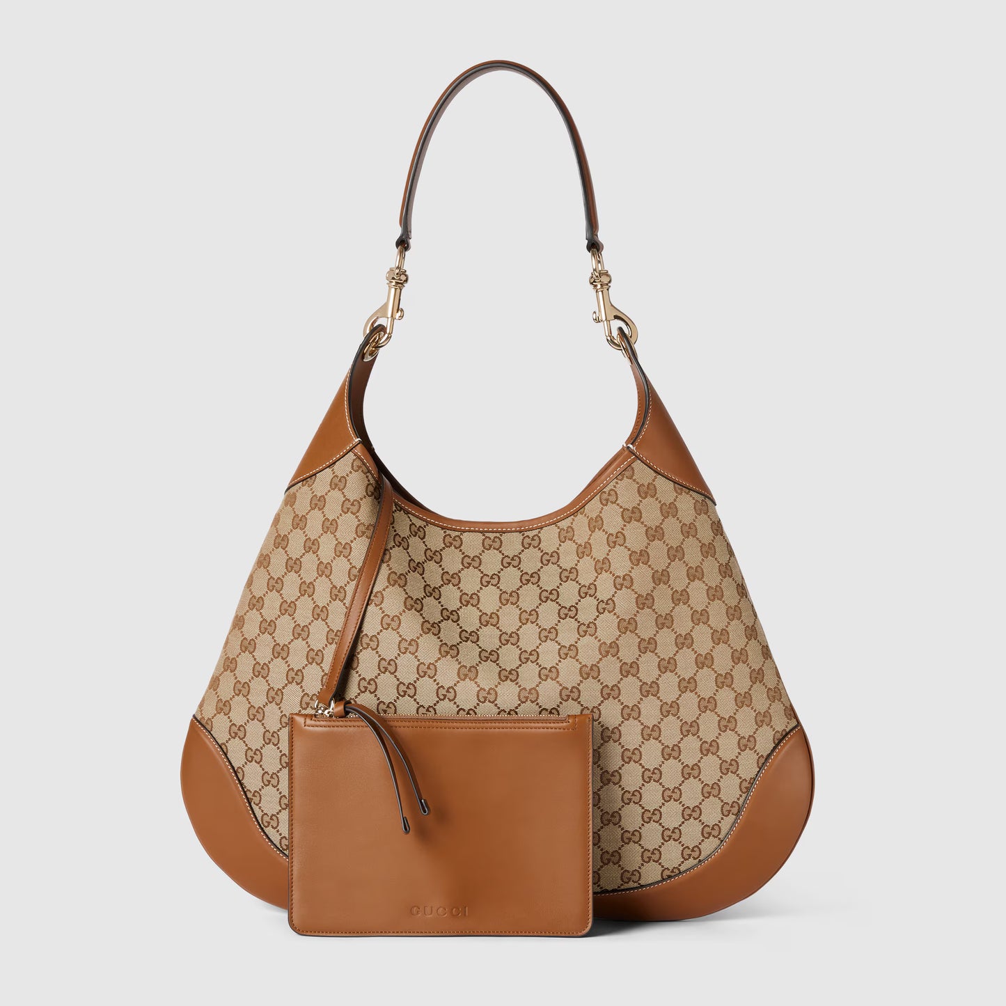 Large Shoulder Bag Beige & Dark Brown GG Canvas