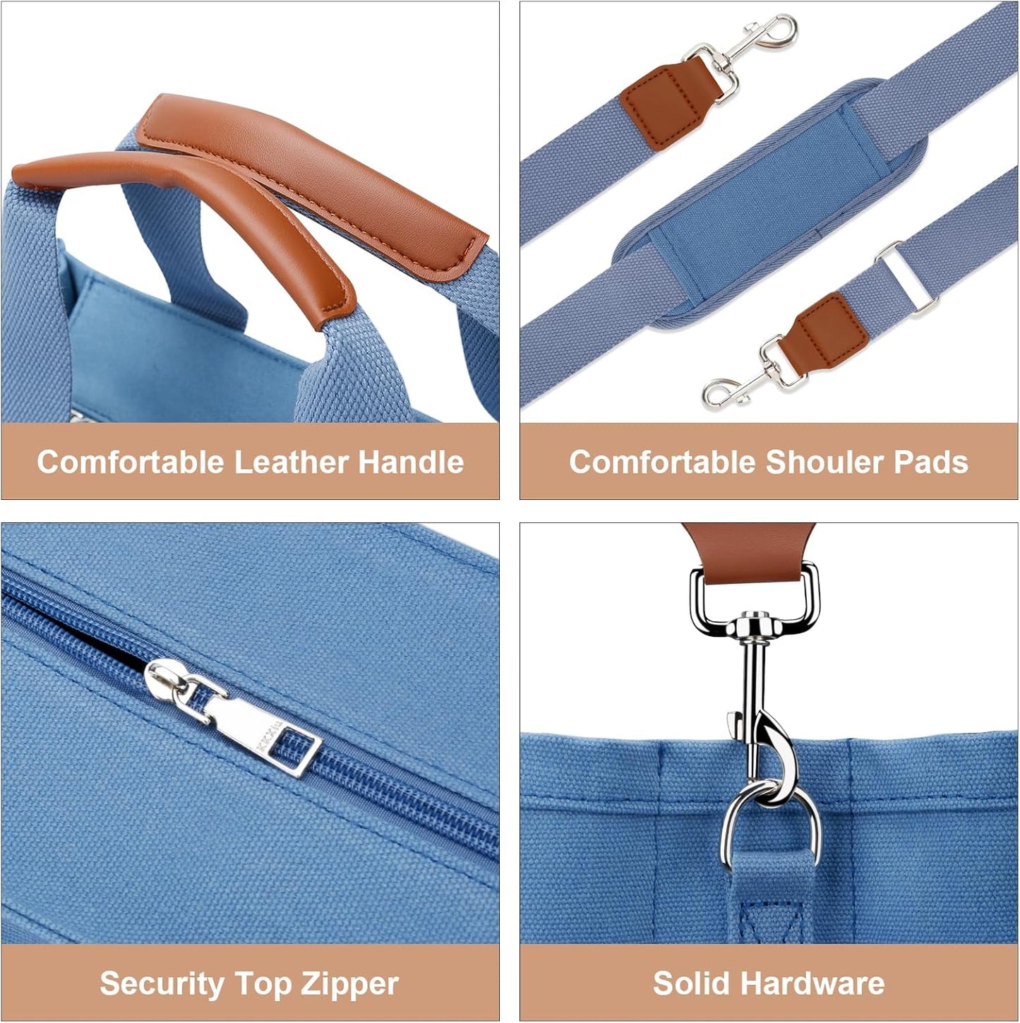 Canvas Crossbody Tote with Pockets