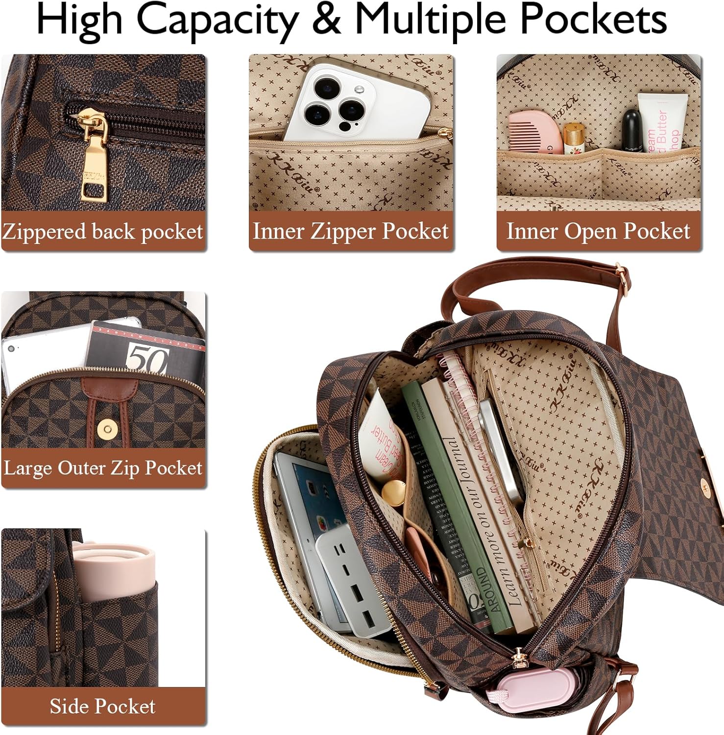 Quilted Leather Backpack Purse