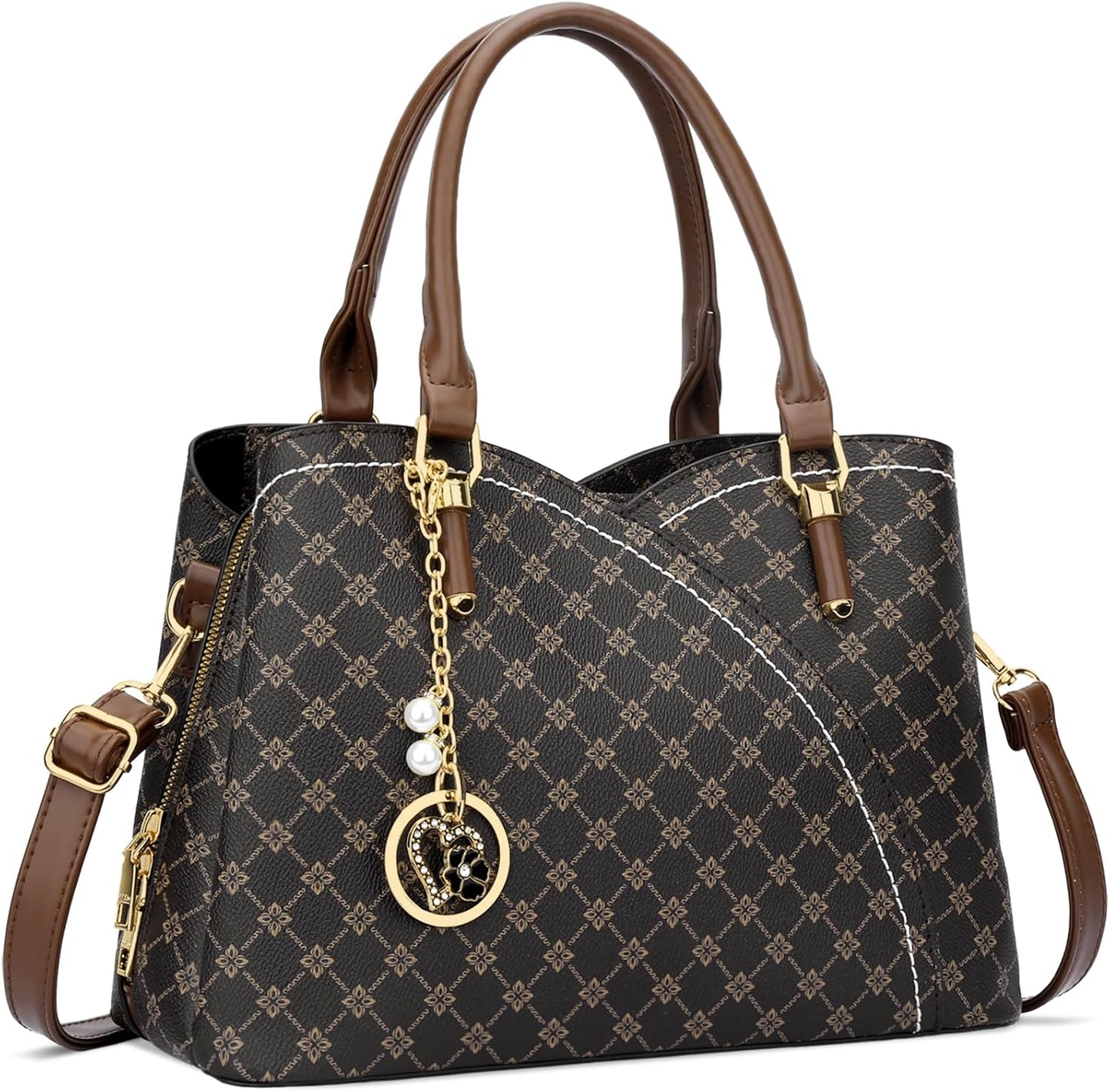 Triple-Compartment Satchel Handbag