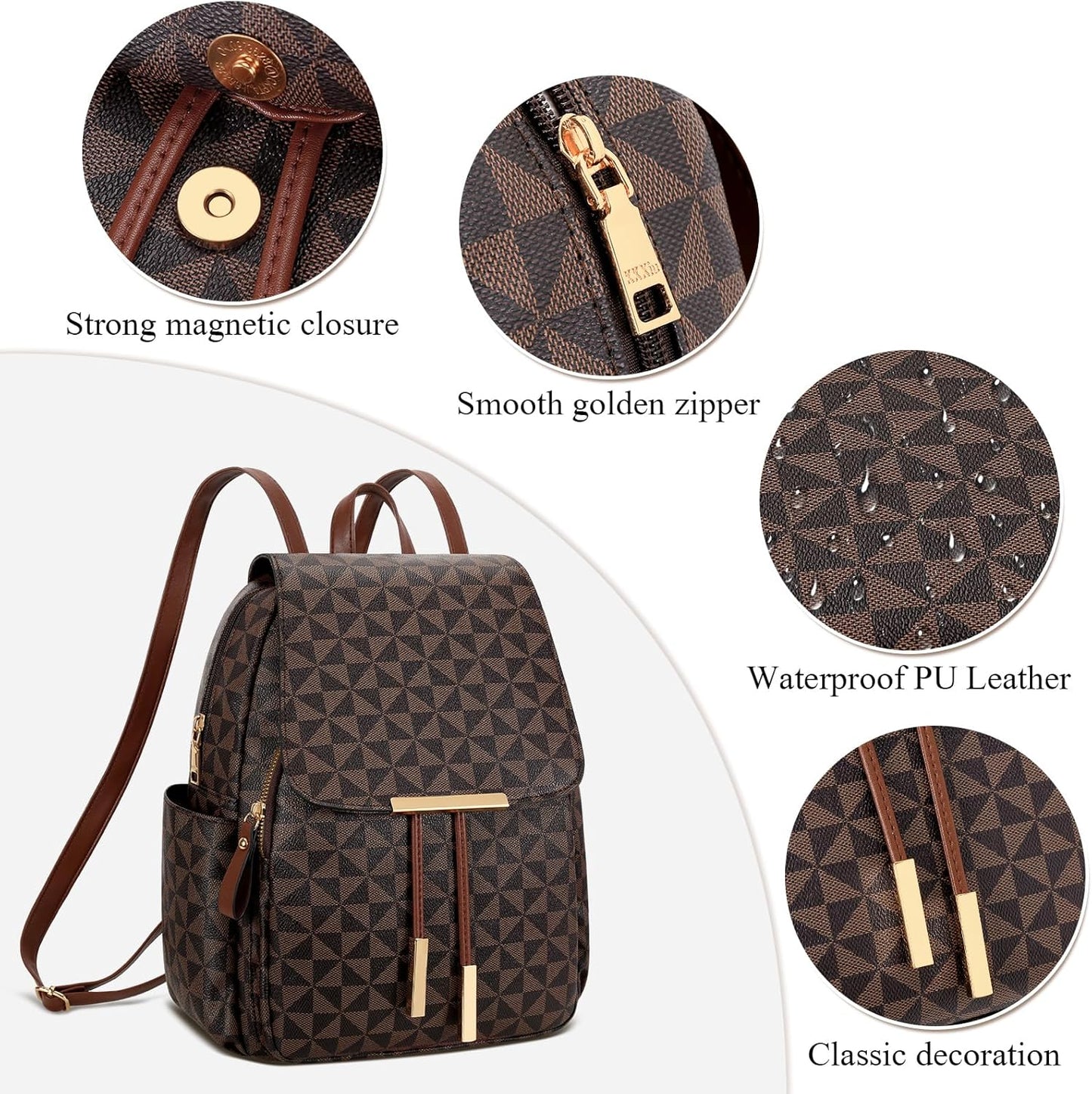 Quilted Leather Backpack Purse