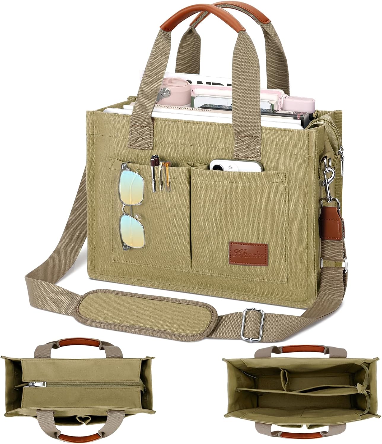 Large Canvas Tote Crossbody Bag