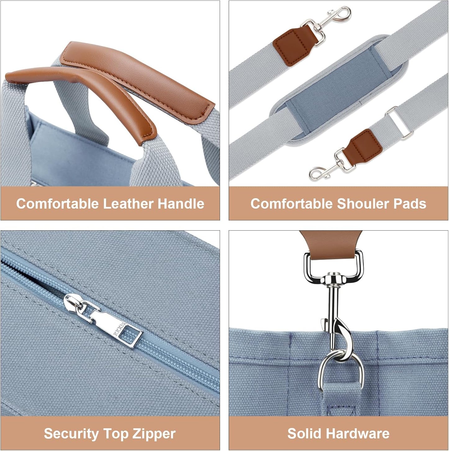 Canvas Crossbody Tote with Pockets