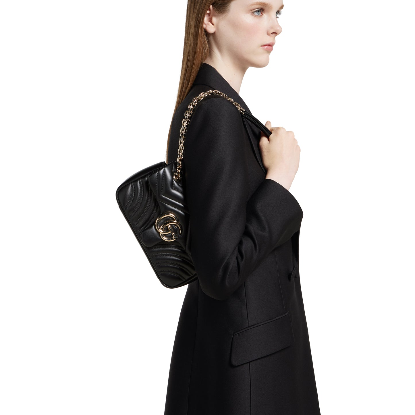 GG Marmont Small Shoulder Bag Black Leather
