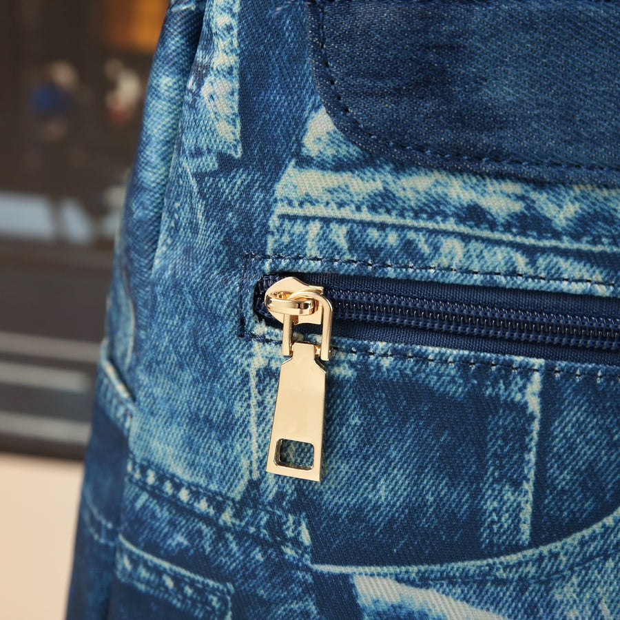 Mini Denim Backpack | Rhinestone Sunflower Embellished