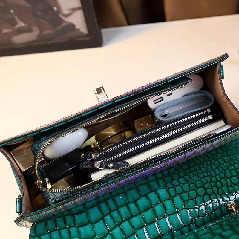 Fashion Yellow Crocodile Pattern Commuter Tote