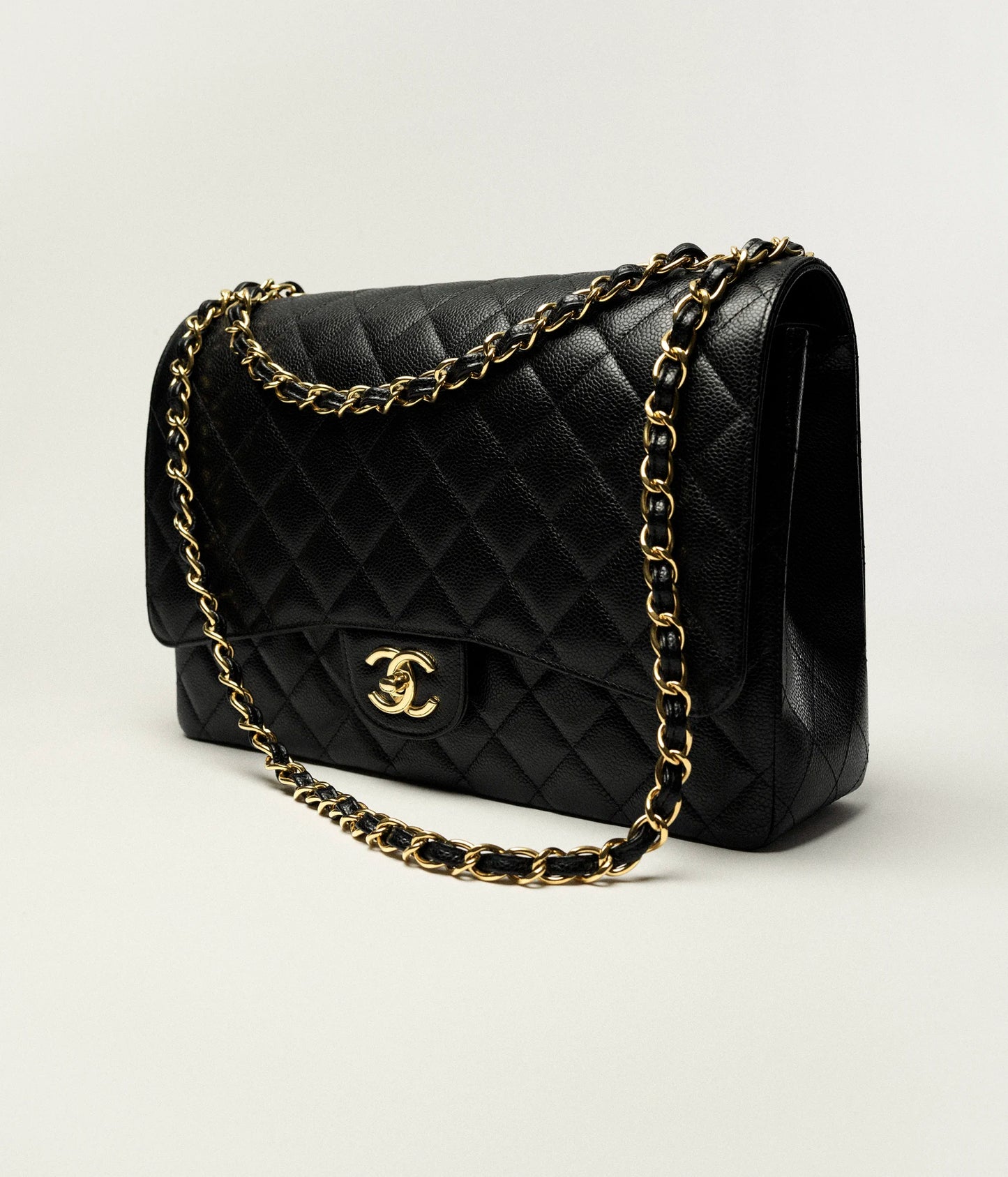 Maxi Classic Handbag Grained Calfskin & Gold-Tone Metal