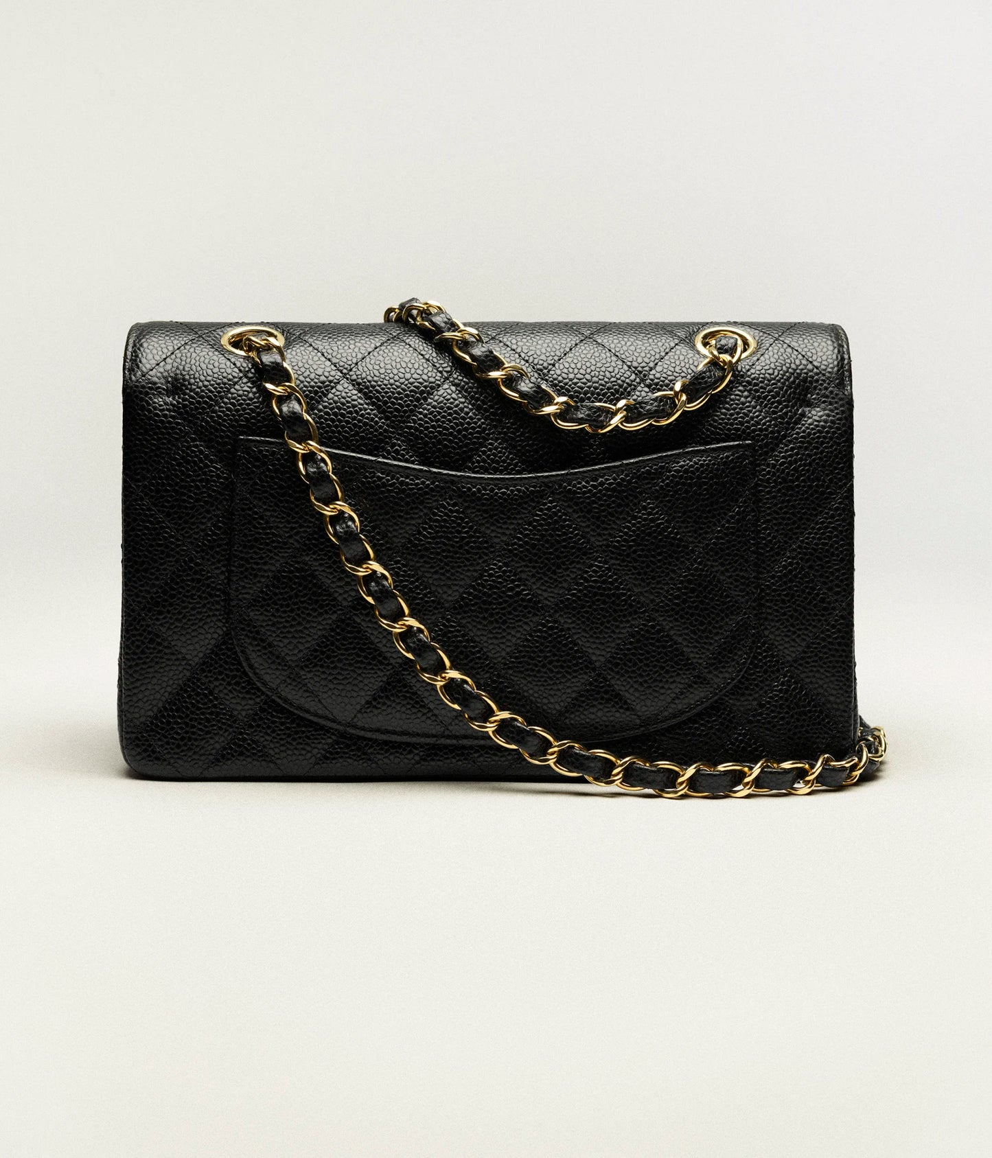 Small Classic Handbag Grained Calfskin & Gold-Tone Metal Black