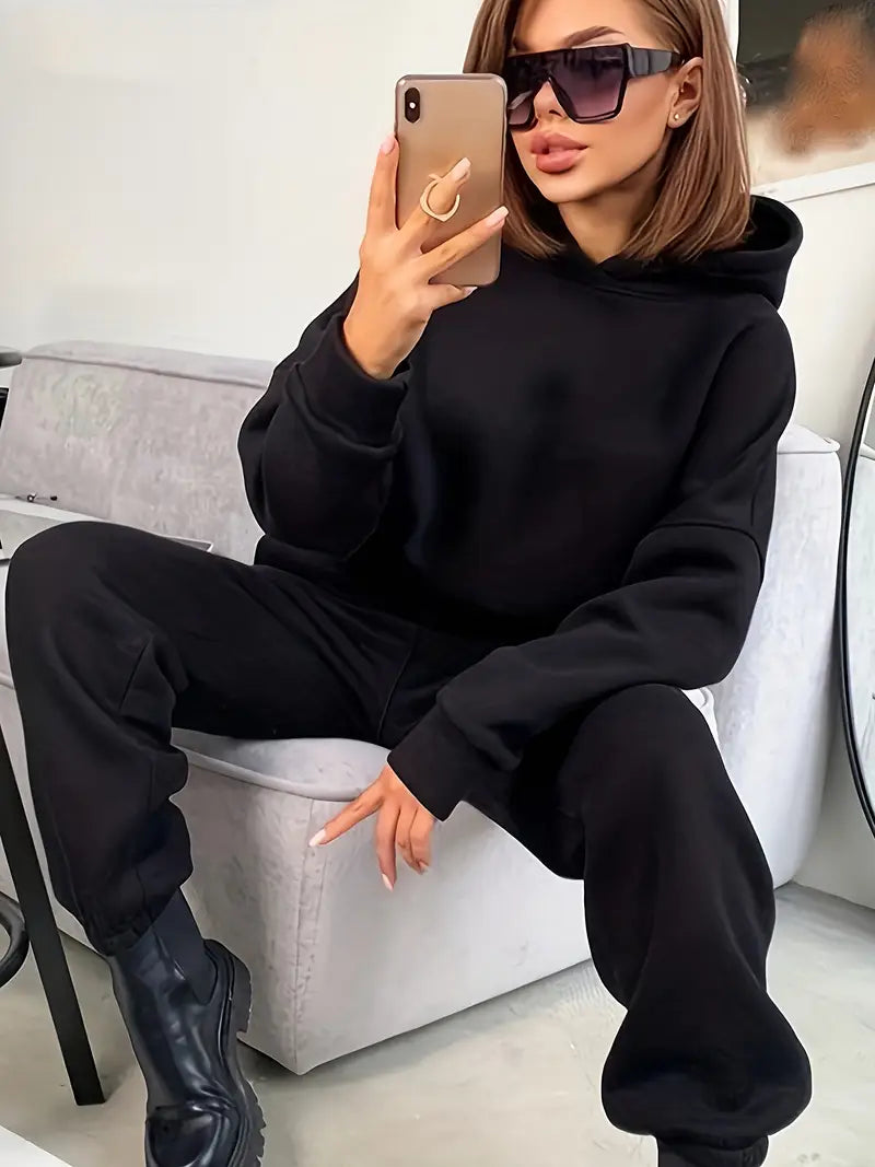 Women's Autumn/Winter New Solid Color Hoodie Set