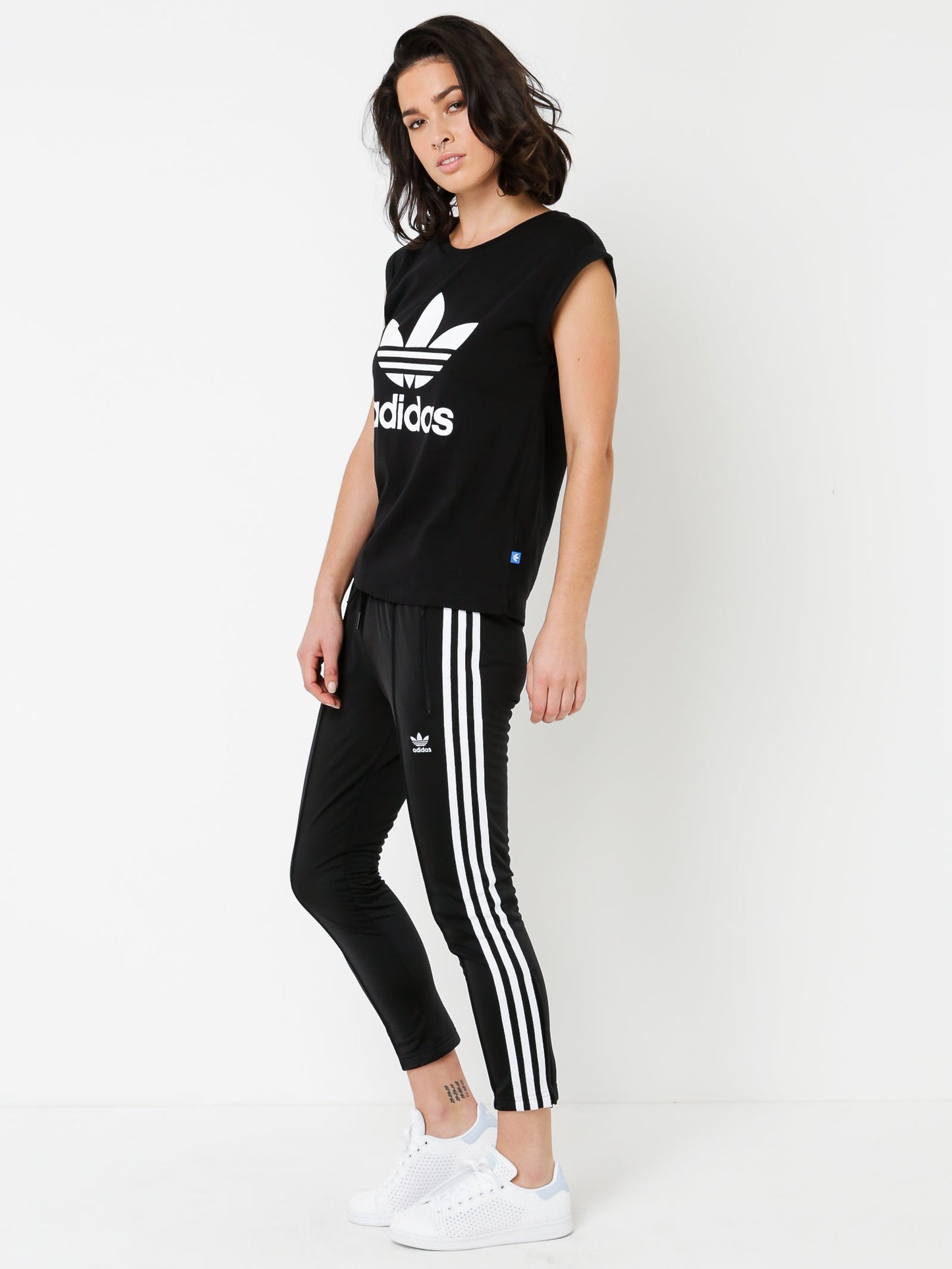Boyfriend Rolled Sleeve Trefoil T-Shirt