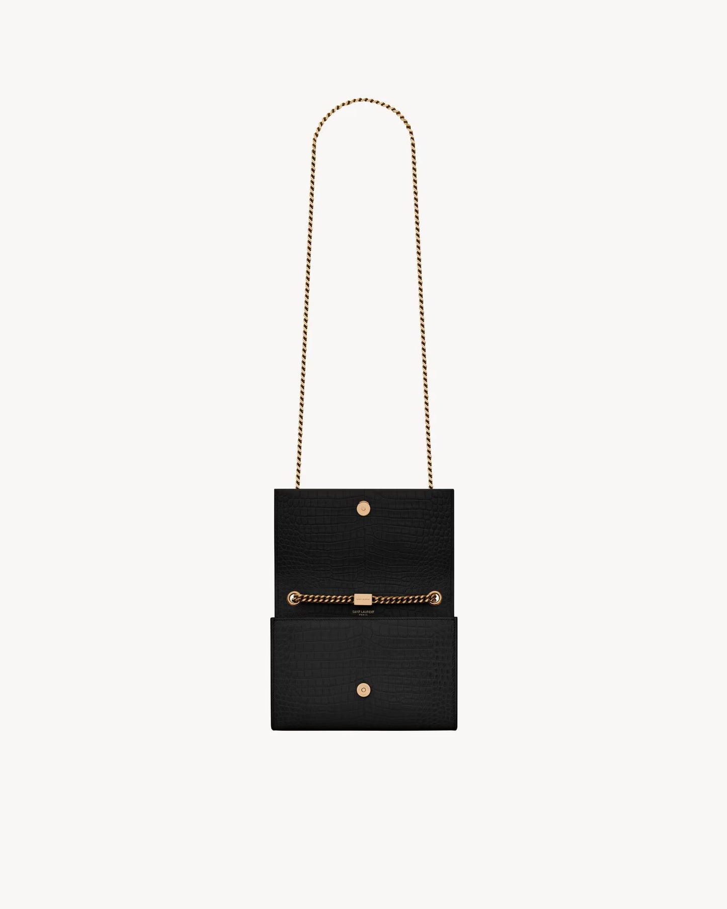 BLACK KATE SMALL TASSEL IN CROCODILE-EMBOSSED LEATHER