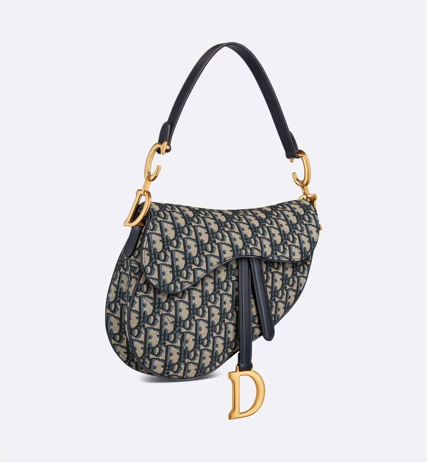 Saddle Bag with Strap Blue Oblique Jacquard