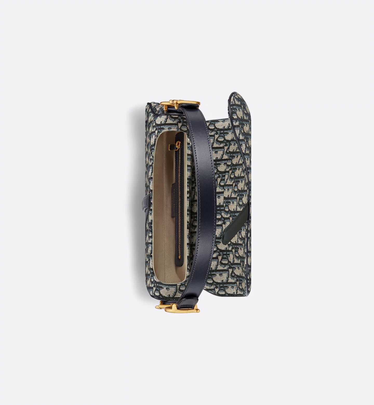 Saddle Bag with Strap Blue Oblique Jacquard