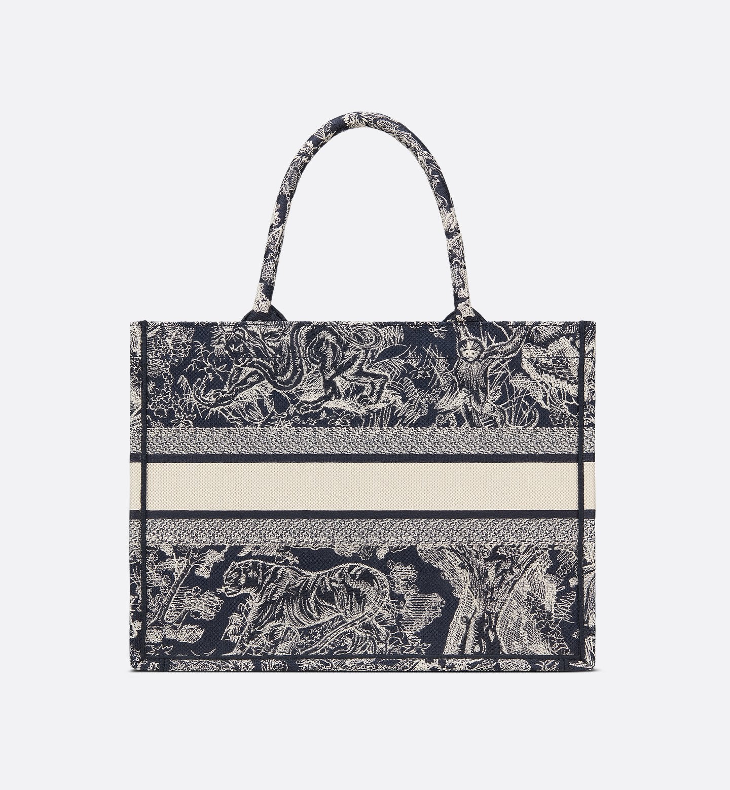Medium Book Tote Blue & Ecru Toile de Jouy Reverse Embroidery
