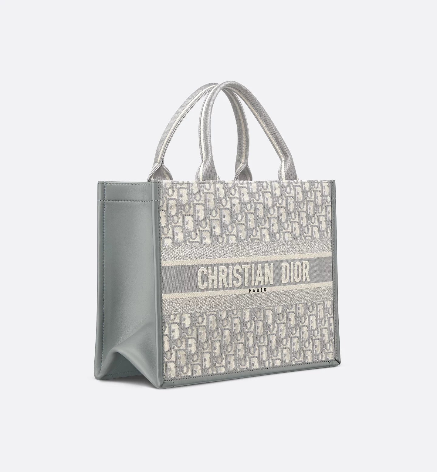 Book Tote Gray Oblique Embroidery & Calfskin