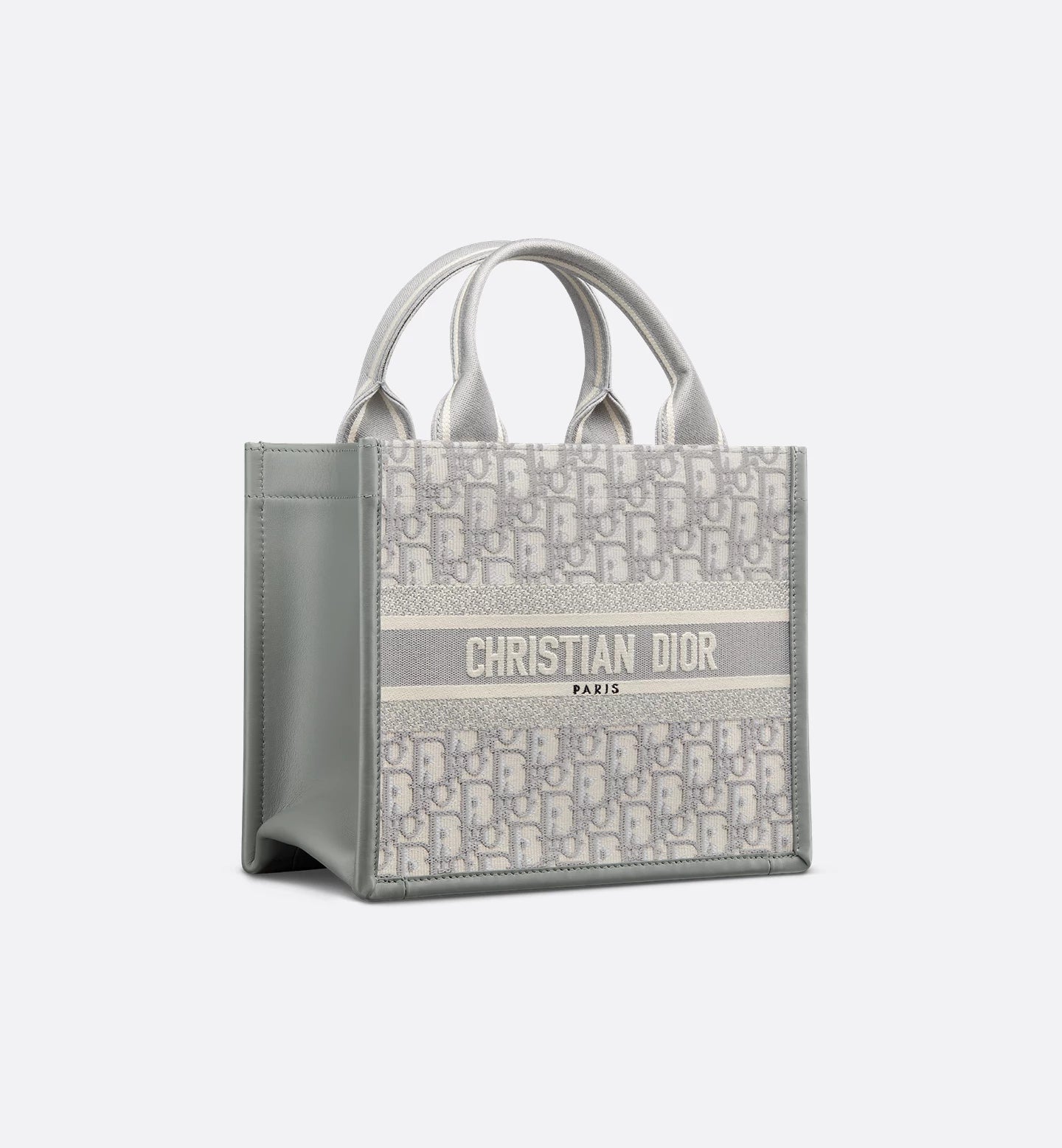 Book Tote Gray Oblique Embroidery & Calfskin