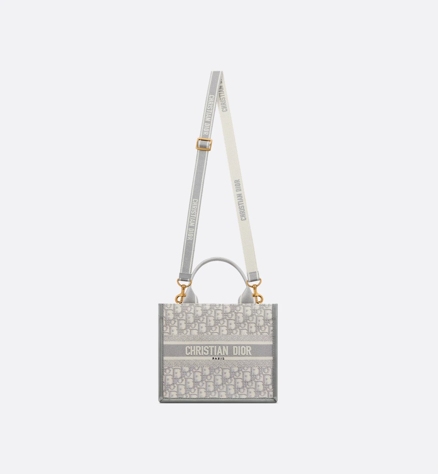 Book Tote Gray Oblique Embroidery & Calfskin