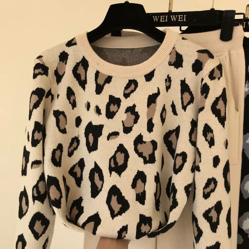 Leopard Pullover & Skinny Pants Set