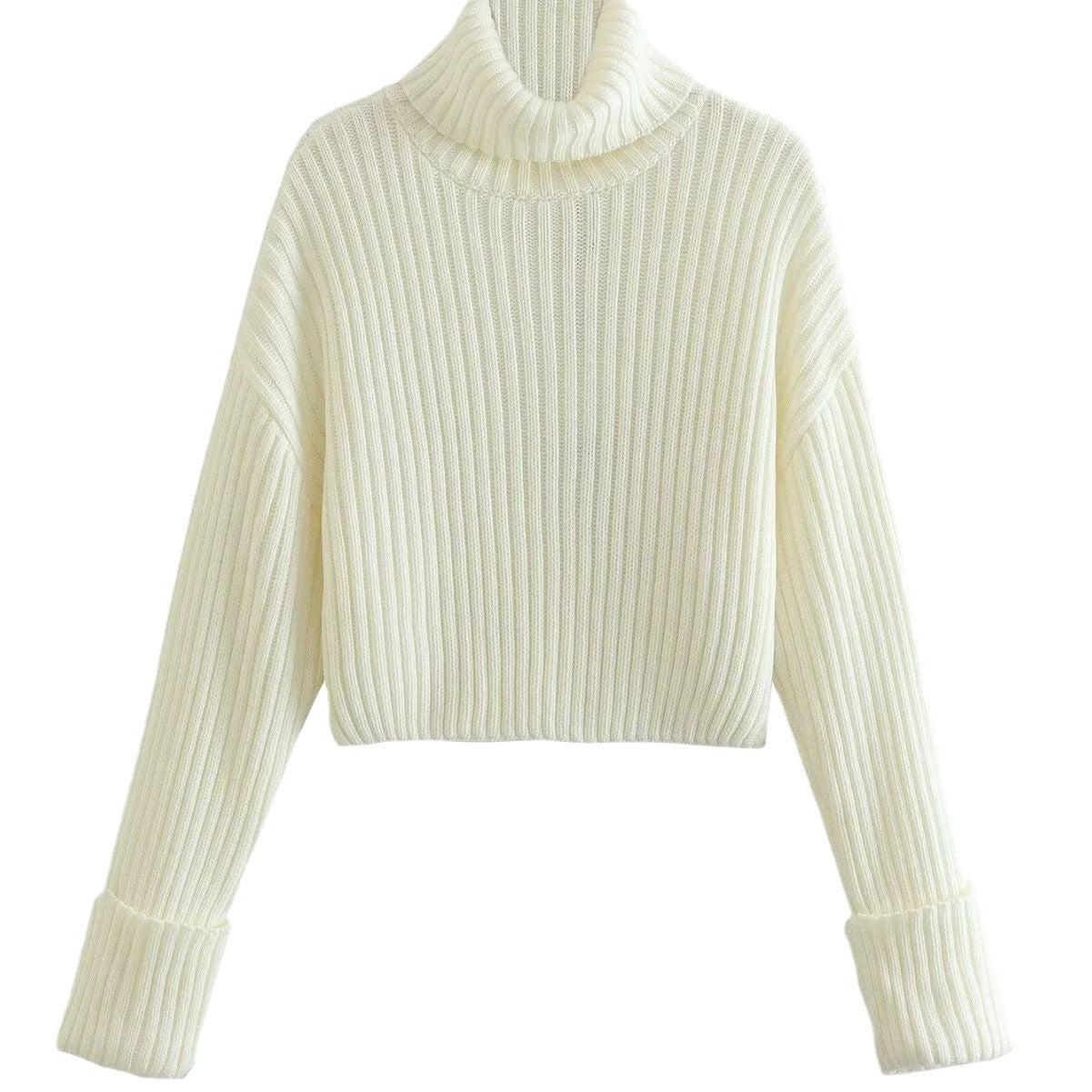 Cropped High Neck Cotton Sweater (Punk)