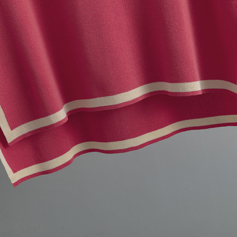 Contrast Split Short Sleeve & Wide Pants Set