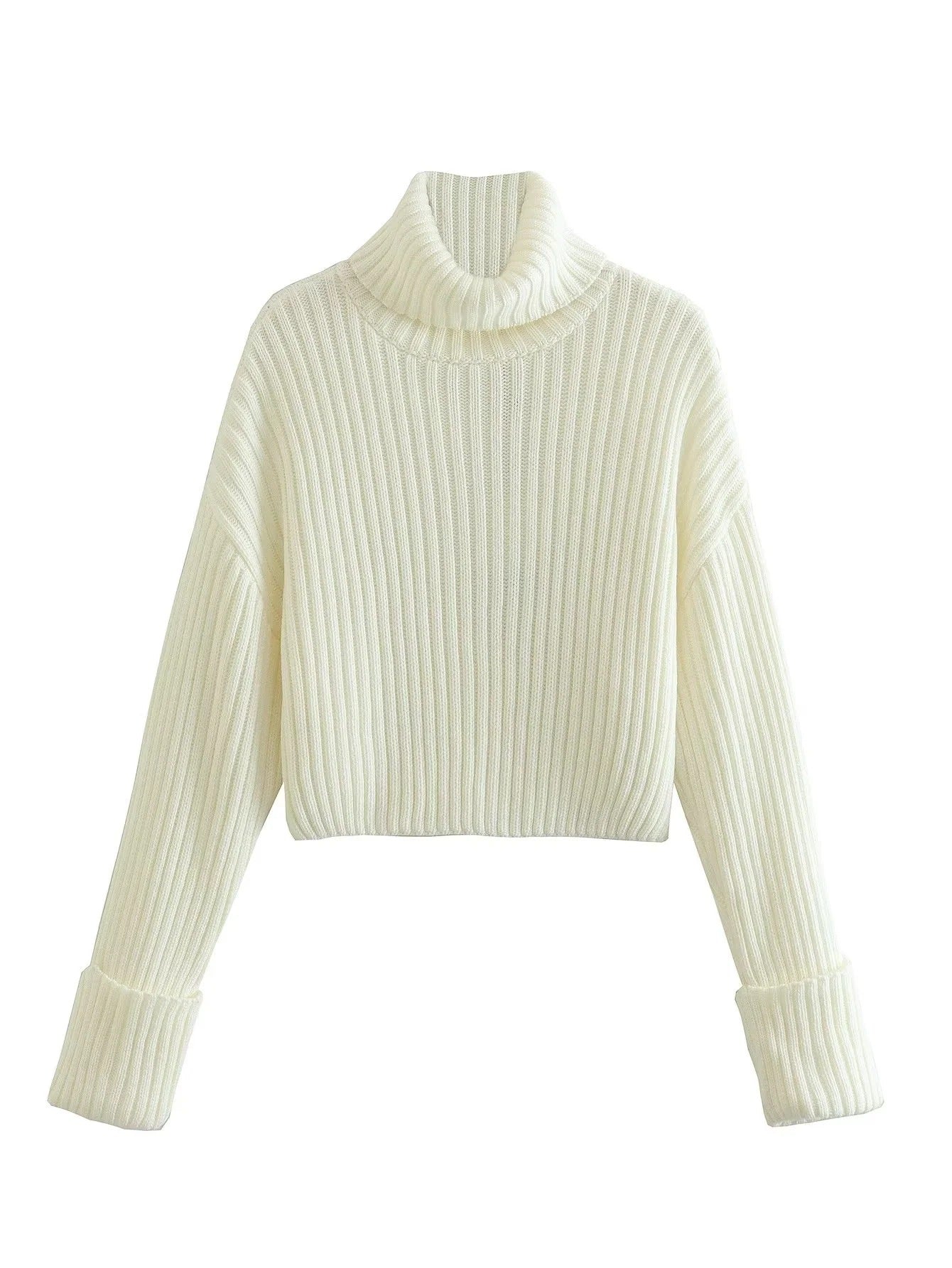 Cropped High Neck Cotton Sweater (Punk)