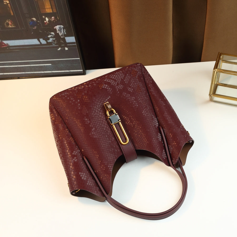 Gradient Snake Print Bucket Bag