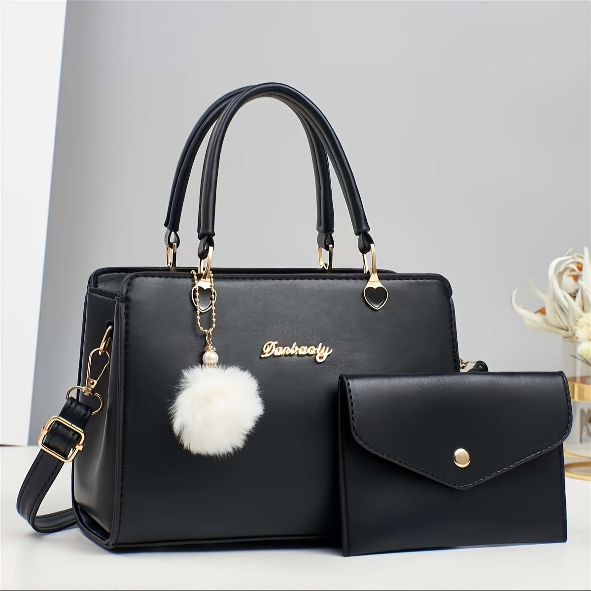 Solid Mini Multi-Layer Pom-Pom Bag