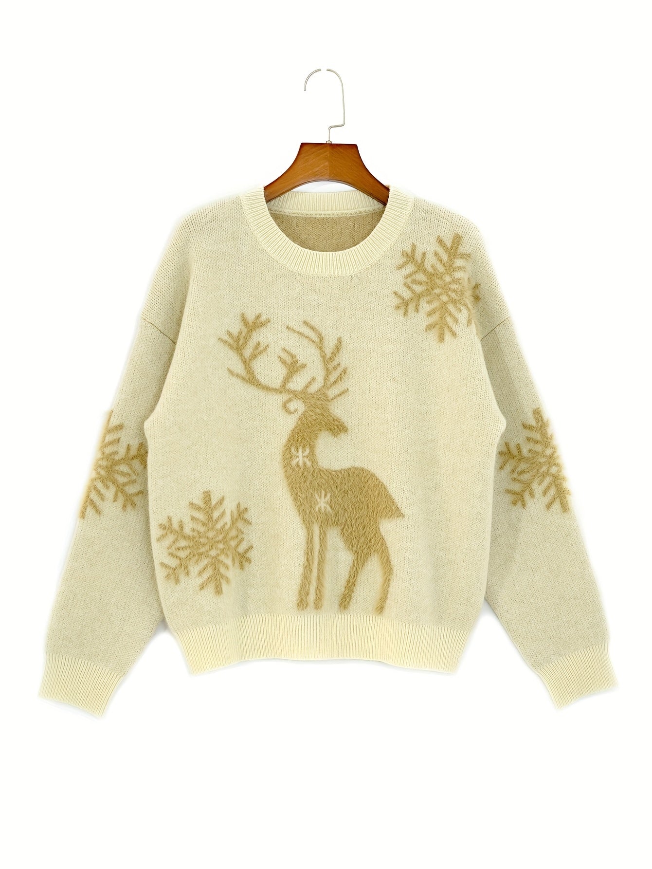 Apricot Snowflake & Elk Sweater Set