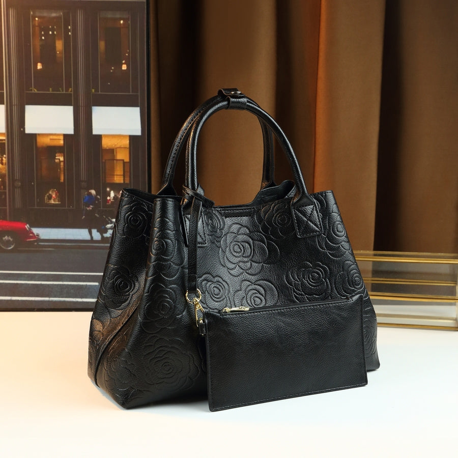 Vintage Rose Embossed Bucket Tote