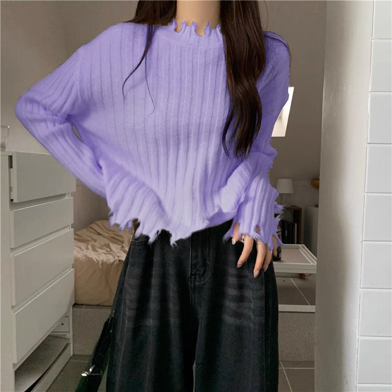 Slim Fit Sweet Lace Collar Pullover