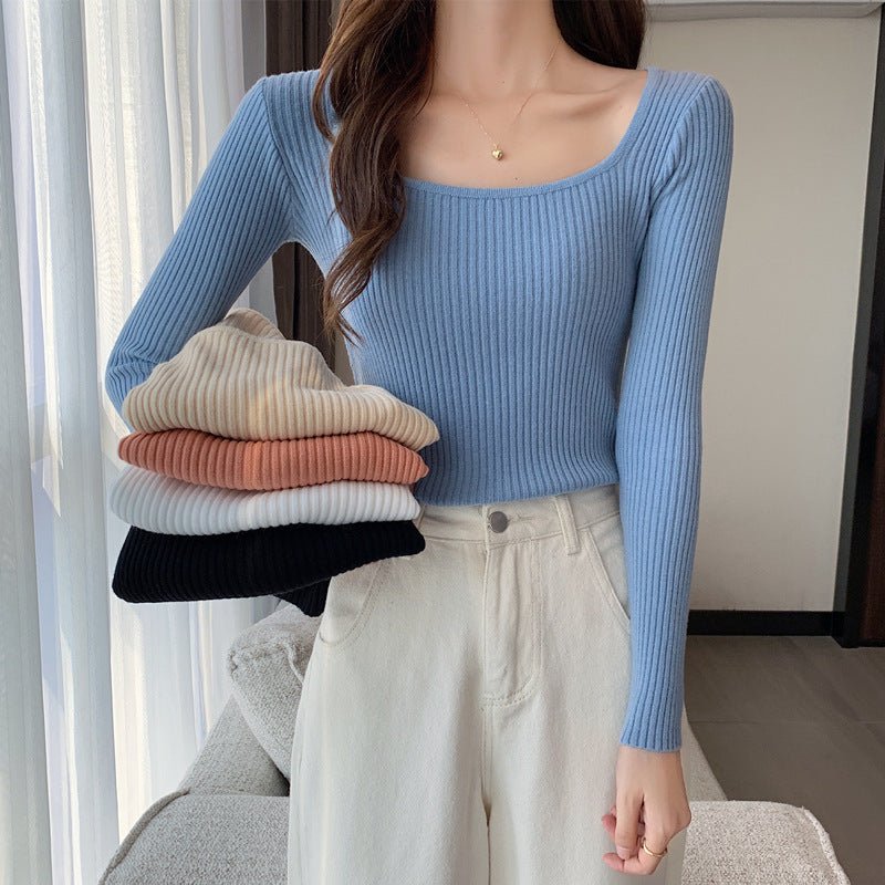 Slim Square Collar Commuter Pullover