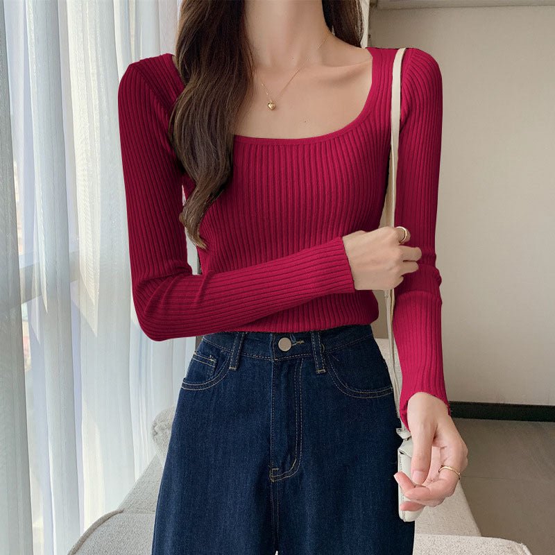 Slim Square Collar Commuter Pullover