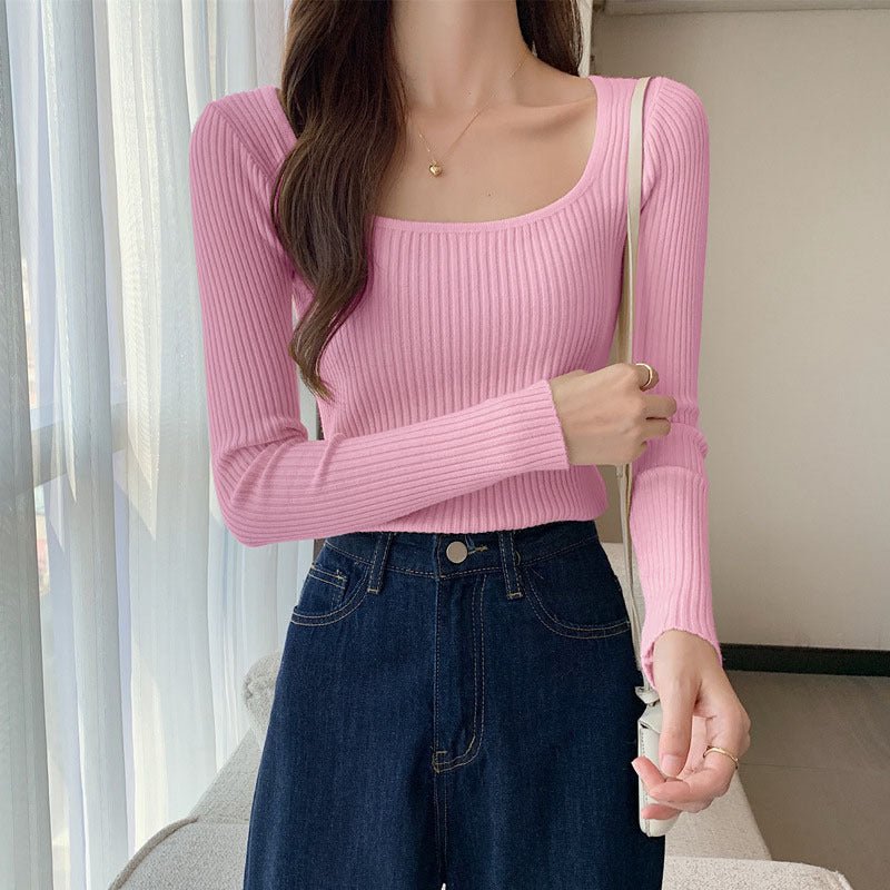 Slim Square Collar Commuter Pullover