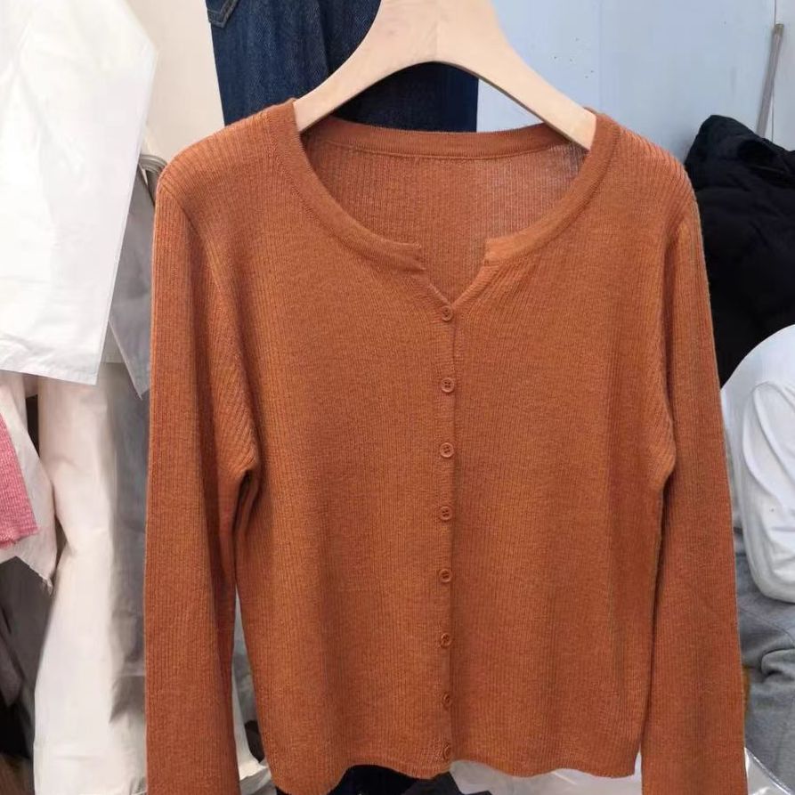 Solid V-Neck Core-Spun Cardigan