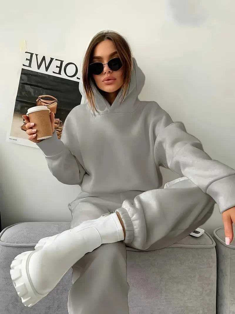 Women's Autumn/Winter New Solid Color Hoodie Set