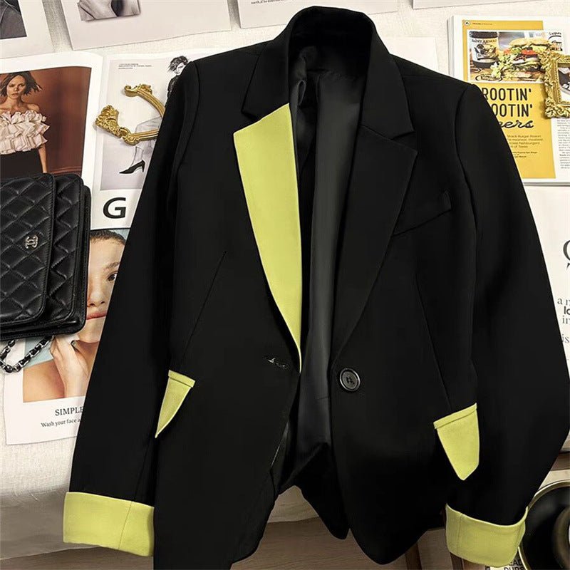 Black Contrast Stitch Blazer