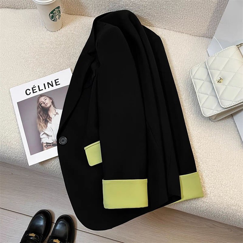 Black Contrast Stitch Blazer