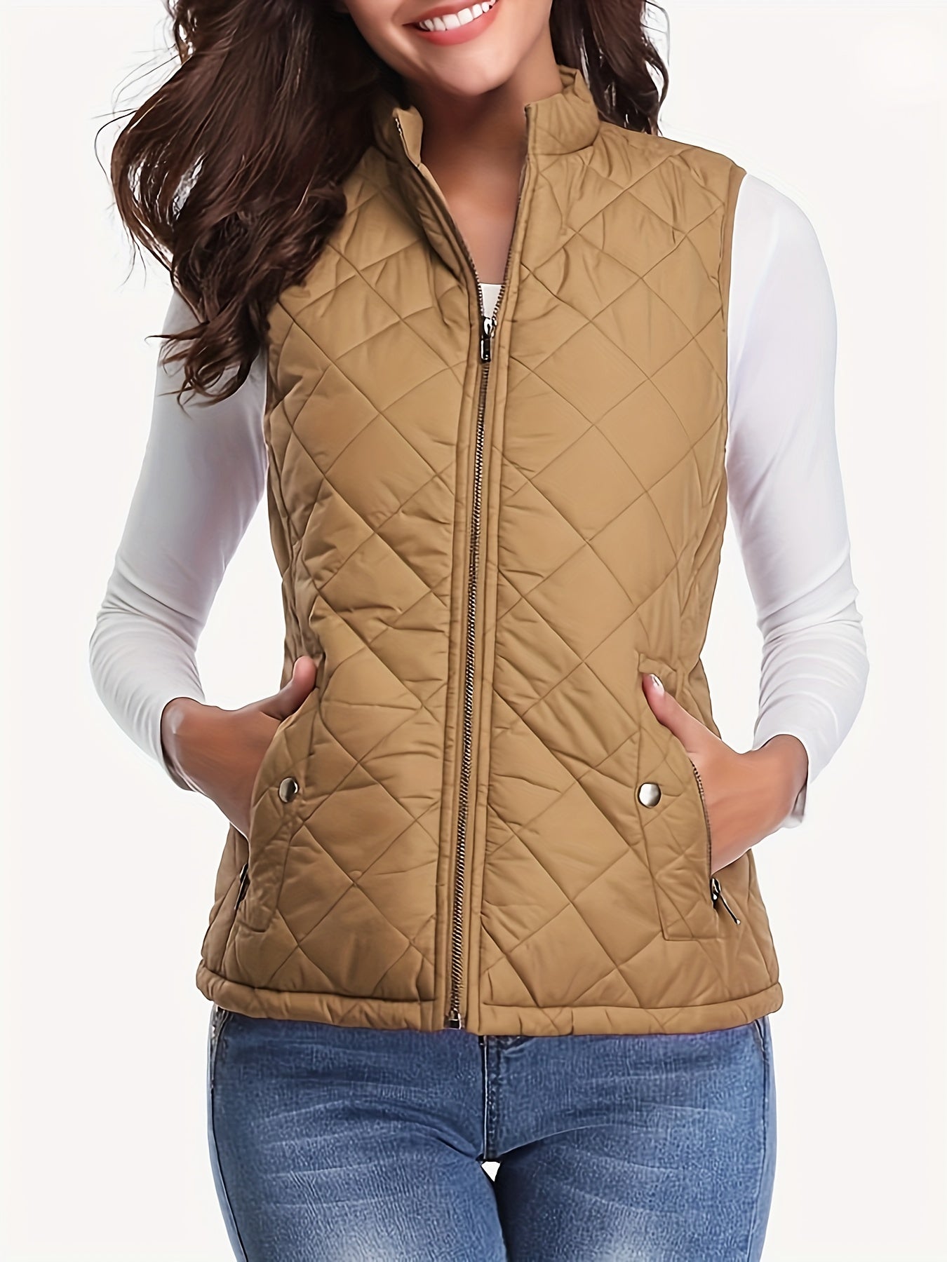 Elegant Lightweight Quilted Stand-Collar Vest