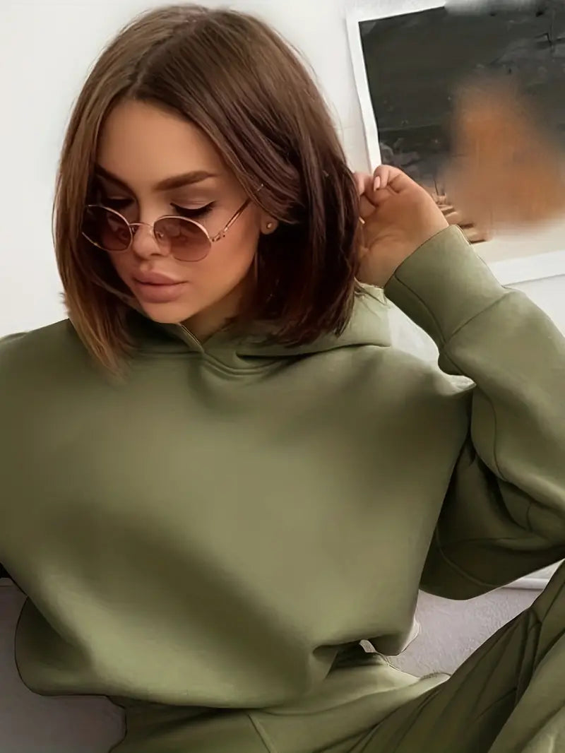 Women's Autumn/Winter New Solid Color Hoodie Set