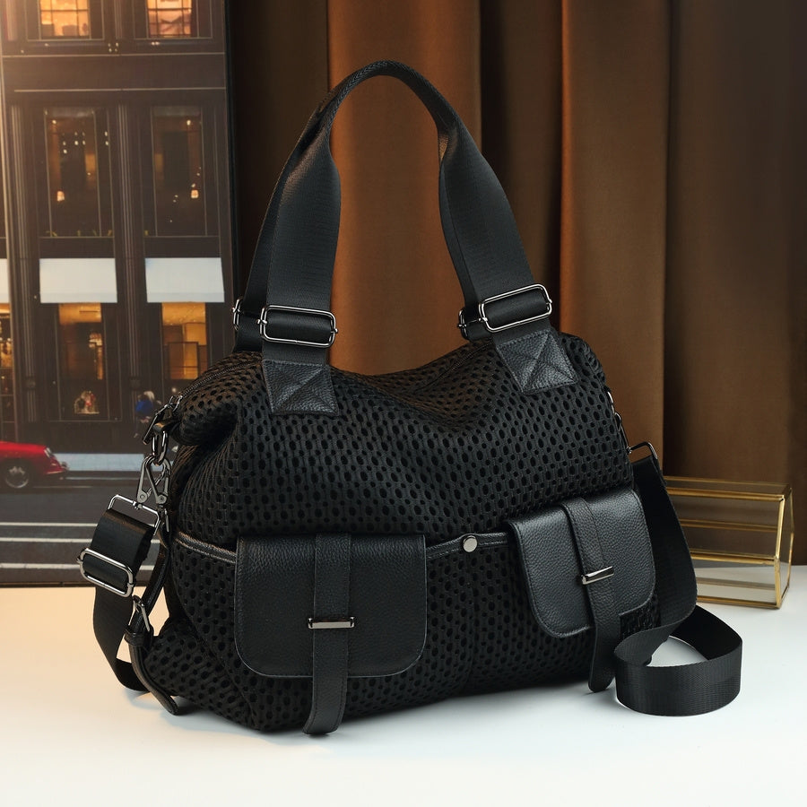 Thoughtia Sporty Black Nylon Tote Bag