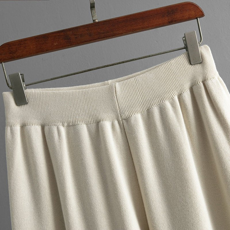 Contrast Slit Sweater & Wide-Leg Pants Set