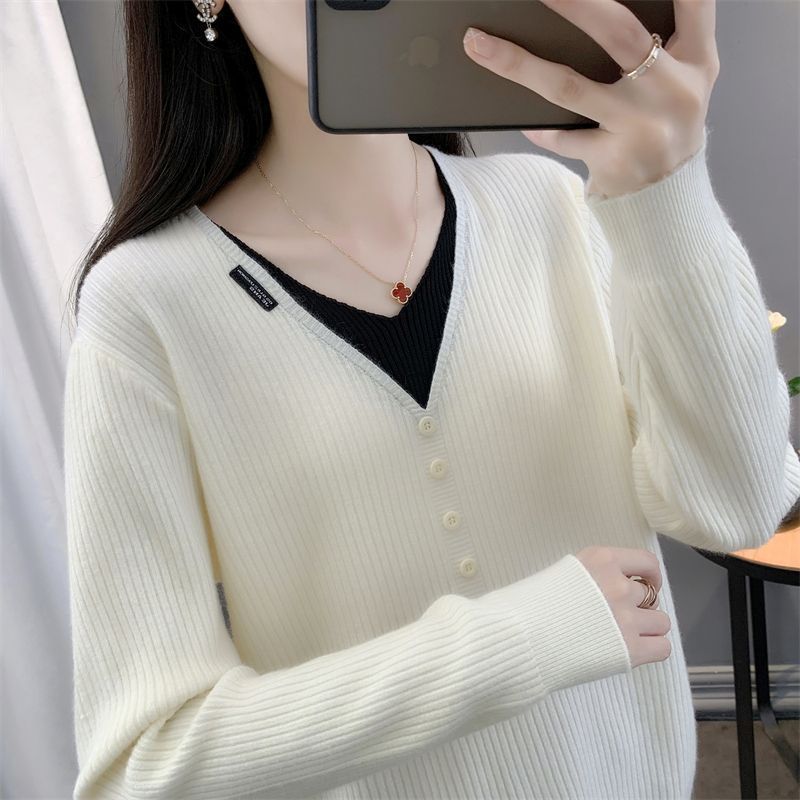 Slim V-Neck Casual Pullover