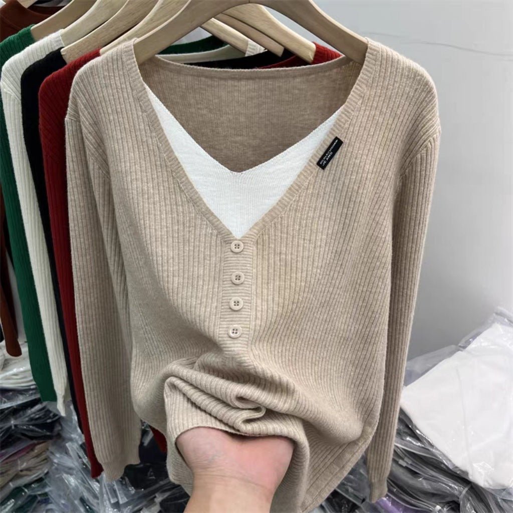 Slim V-Neck Casual Pullover