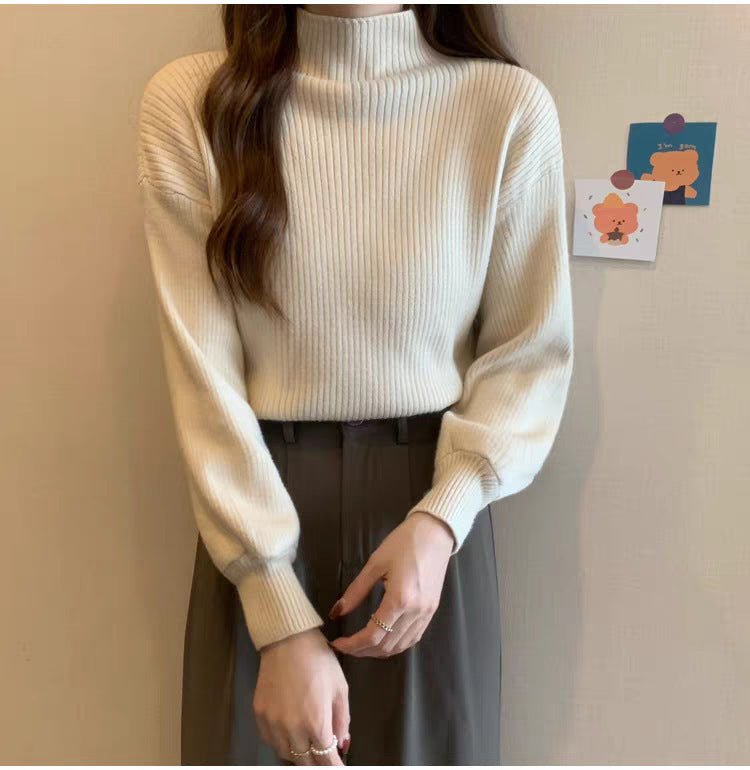 Slim Semi-Turtleneck Casual Pullover