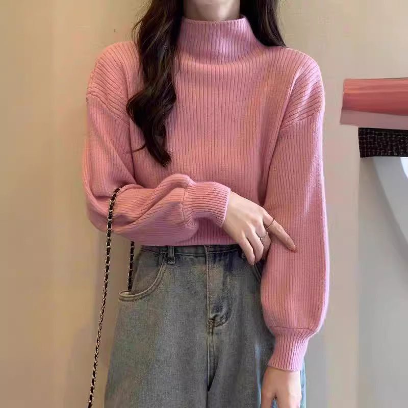 Slim Semi-Turtleneck Casual Pullover