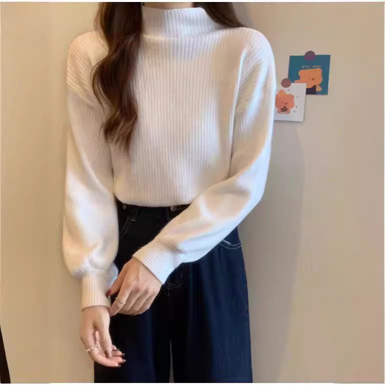 Slim Semi-Turtleneck Casual Pullover