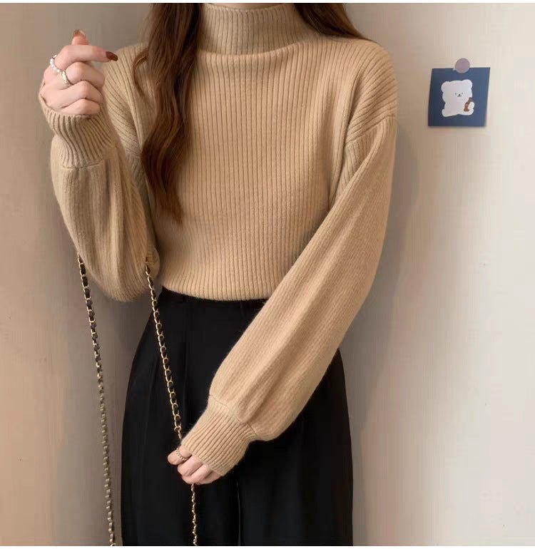 Slim Semi-Turtleneck Casual Pullover