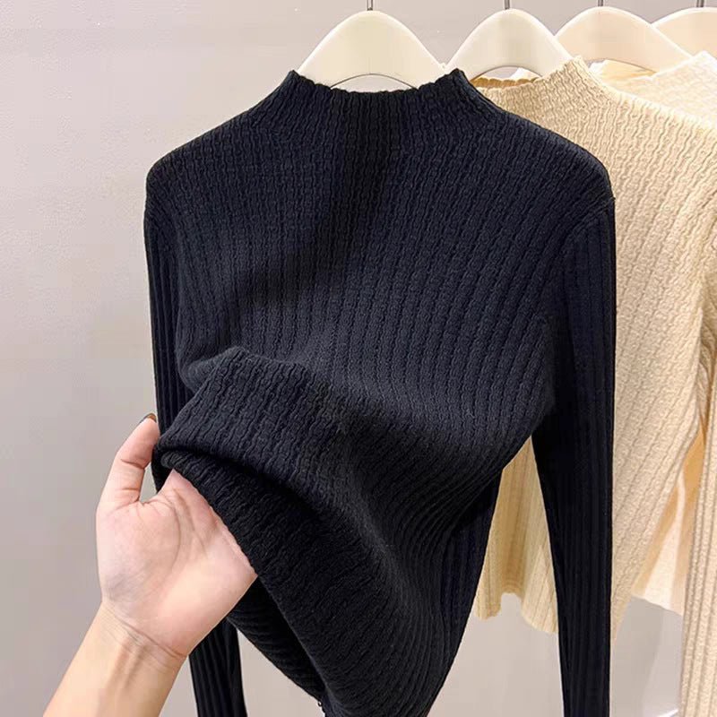 Slim Semi-Turtleneck Knit Pullover